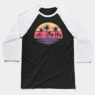 Tropical Palm Tree Beach Retro Vintage Style 70s 80s 90s Baseball T-Shirt